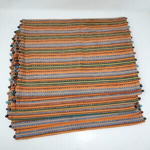 Beaded Orange & Green thick Quality placemat set of 6 Excellent condition